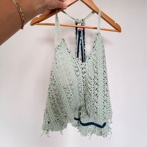 Knit, teal/green, low back tank top